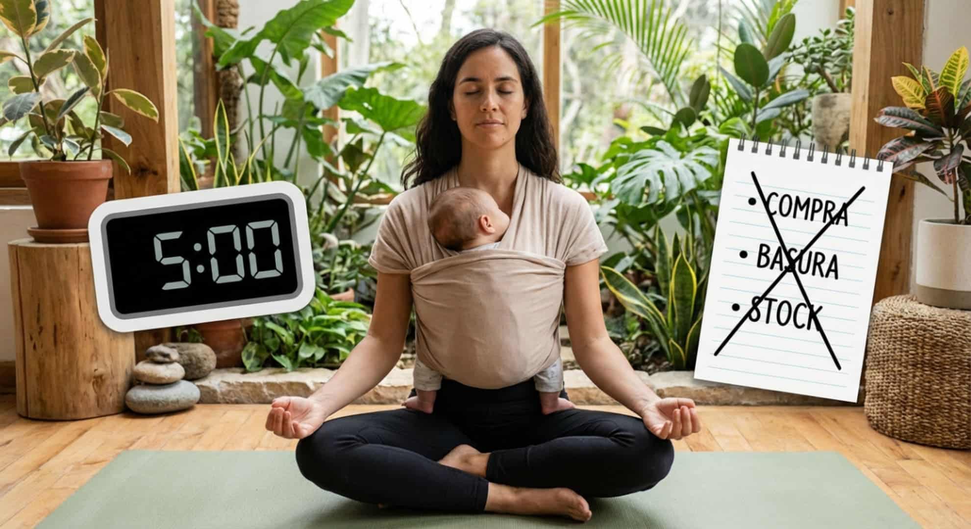 Crianza Madre meditando 5 min con bebé dormido Revista Digital mamas360 Embarazo y Maternidad